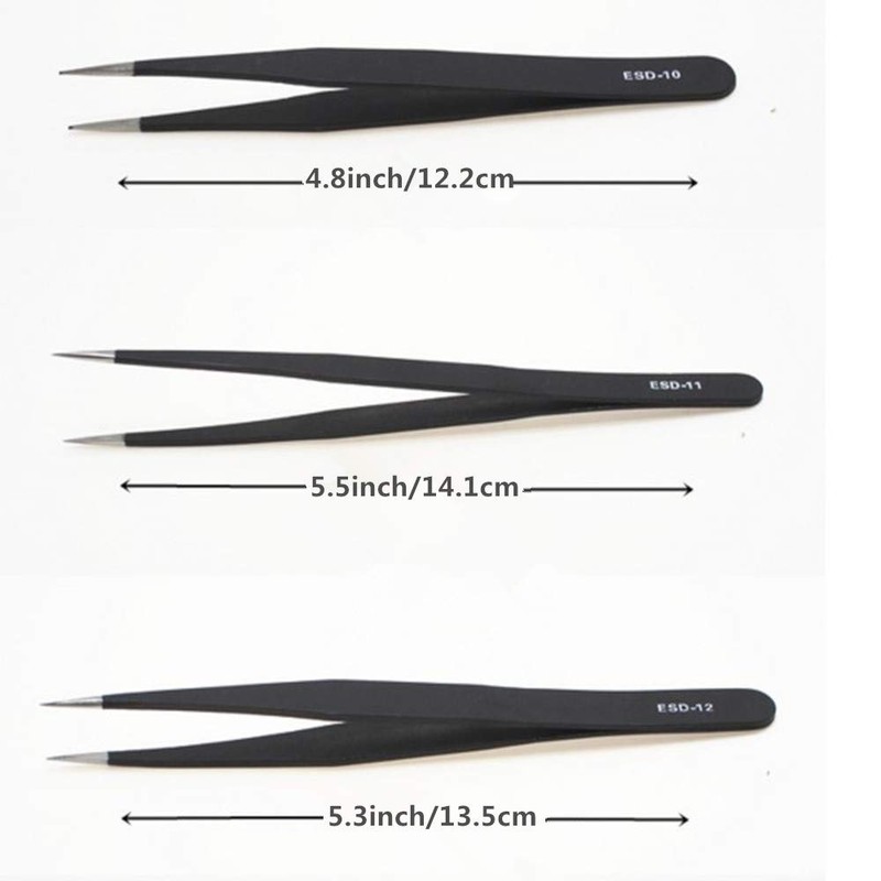 9 in 1 Precision ESD Tweezers Set for Craft Electronics,