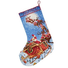 Letistitch Counted Cross Stitch Kit Christmas Stocking The Reindeer On The Go! 38 x 25.5 cm