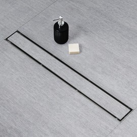 SaniteModar Linear Shower Drain, Shower Drain 28 inch 2 in 1 Tile Insert Cover, Brushed 304 Stainless Steel Linear Drain with Leveling feet and Hair Strainer