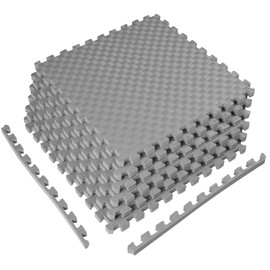 Hulkfit 6-Tile Puzzle Exercise Mat with EVA Foam Mat Interlocking Floor Tiles for Home Gym Mats Flooring for Garage Floor Padding for Kids Exercise Equipment Mats 24 in x 24 in x 1 in, 24 SQ FT, Gray