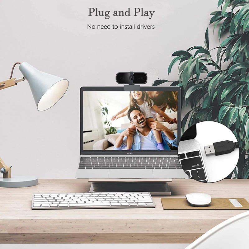 YOUPECK 2K Webcam with Microphone, 2K QHD, 2 Noise-Reduction Mics,