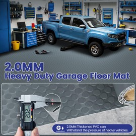 TRIPOWER Heavy Duty Coin Plate PVC Floor Mat, 7.5 x 17 FT, Anti-Slip, Waterproof, Garage Flooring Roll for Under Car, Garage, Kitchen, Shop, Trailer, Porch, Grey