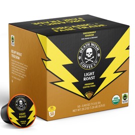 Death Wish Coffee, Organic and Fair Trade, Single Serve Coffee Pods, (Light Roast, 50 Count)