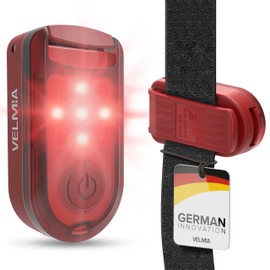 VELMIA Safety Light [Set of 2 - Ruby red] for Maximum Safety Through Visibility I reflectors for Children, with Anti-Break Clip Holder and Velcro Straps for Optimum Attachment, LED Lighting Dog
