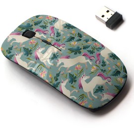 2.4G Wireless Mouse with Cute Pattern Design for All Laptops and Desktops with Nano Receiver - Vintage Unicorn Magic