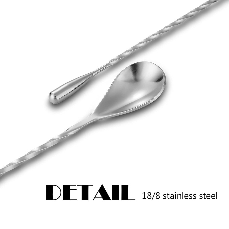 Mixing Bar Spoons,Stainless Steel Cocktail Spoon Long Attractive Spiral Design