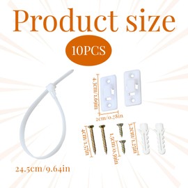 Furniture Anchors Kit,10pcs Baby Furniture Straps,Adjustable Furniture Wall Anchor,Falling Furniture Prevention Device,Safety Furniture Wall Anchors for Proofing Dresser,Cabinet,Closet,Bookshelves