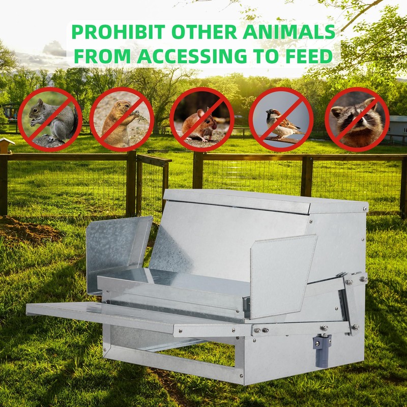 Domenow Chicken Treadle Feeder, Poultry Feeder, 30lbs Automatic Chicken Feeder
