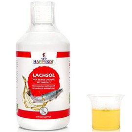 HAPPYKOI® Salmon Oil with Omega-3 Liquid Supplementary Feed Additive for Koi Fish Feed - 250 ml and 500 ml (500 ml)