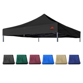 JANCANOPY 10x10 Canopy Replacement Top with PU Coated for Straight Leg Canopy Frame,Free 4 Packs Weight Bag, (Black)