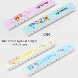 Bear Pooh 15cm Straight Ruler Set, Metric for School Classroom, Home, or Office - Great Gift for Kids, Kawaii Anime Plastic Ruler (2pcs)