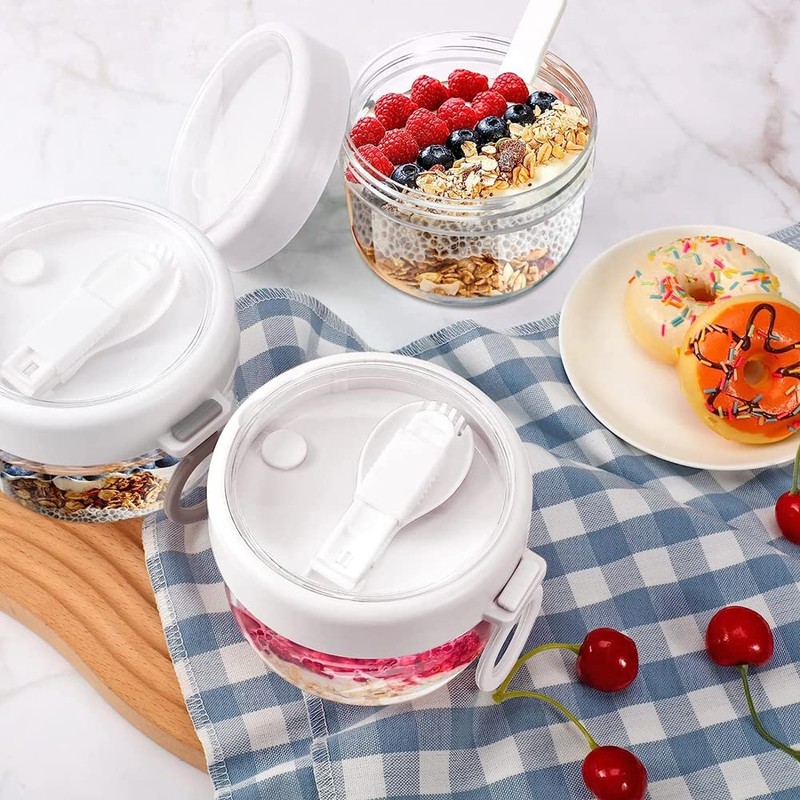 Juwacoo Overnight Oats - 4 contenitori per Cereali, con Coperchio,