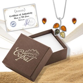 Copal Women's Jewellery Set with Amber Pendant and Earrings 925 Sterling Silver, Amber, Amber