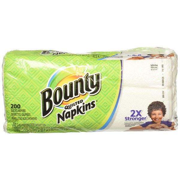 Bounty Paper Napkins, White or Printed, 200 Count, Pack of 2