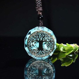 Unbranded Tree Of Life Orgonite Pendant Necklace Natural Turquoise Crystal Healing Pendant