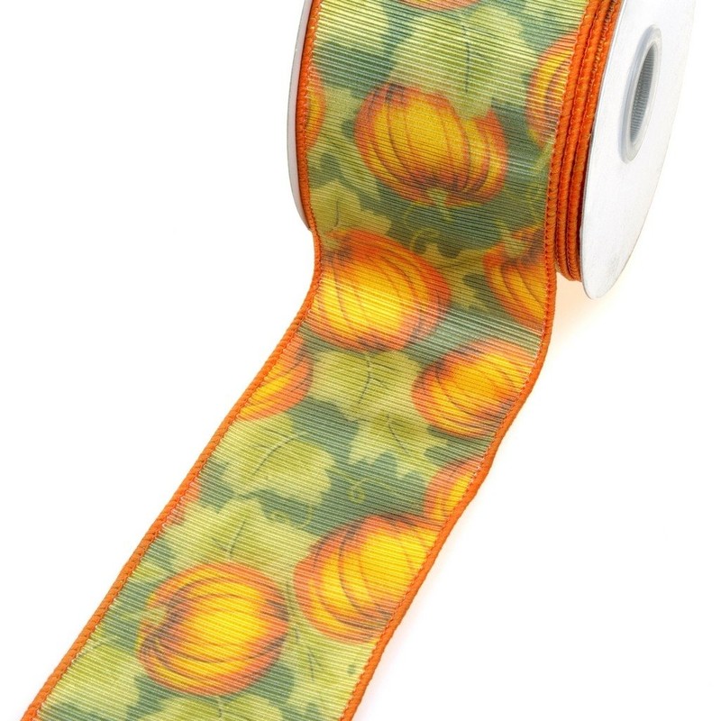 'Autumnal' Ribbon Pumpkin – 65 mm – 10 Yards –
