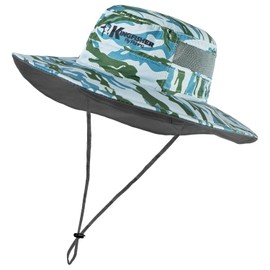 Kingfisher Boonie Hat UPF 50+ Sun Protection, Adjustable Wide Brim Hat for Fishing, Hiking, and Outdoor Adventures, Green Camo, One Size