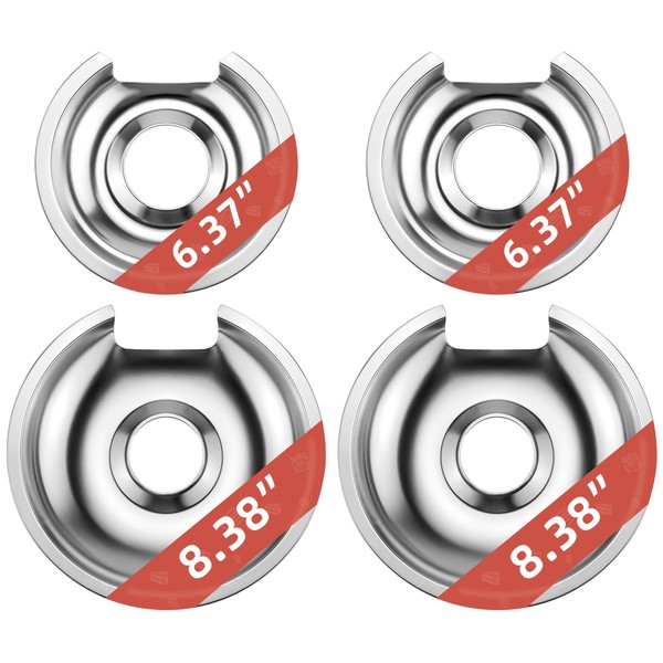 Burner Drip Pans for Electric Stove 715877 and 715878 Chrome