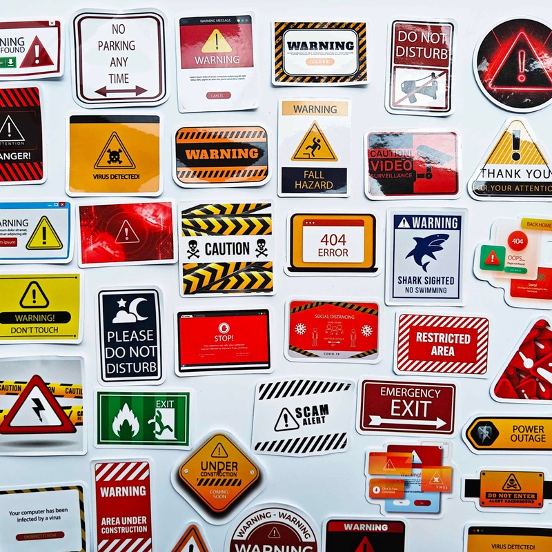 Funny Warning Sticker Stop Hazard Decals Prank Caution Stickers Crush