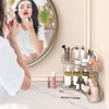 Corner Bathroom Organizer, Clear Acrylic Makeup Storage with Brush Holder,