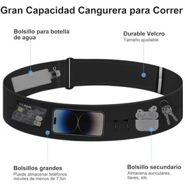 Cangurera para Correr con Botella de Agua 330ml - 2 Tallas Ajustables Cangurera Deportiva, Impermeable Riñonera para Correr, Gimnasio, Senderismo, M/L