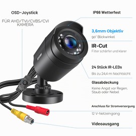 ZOSI 1080P HD Outdoor Video Surveillance Camera 4-in-1 TVI/CVI/AHD/CVBS 960H CCTV Camera with OSD 24M IR Night Vision
