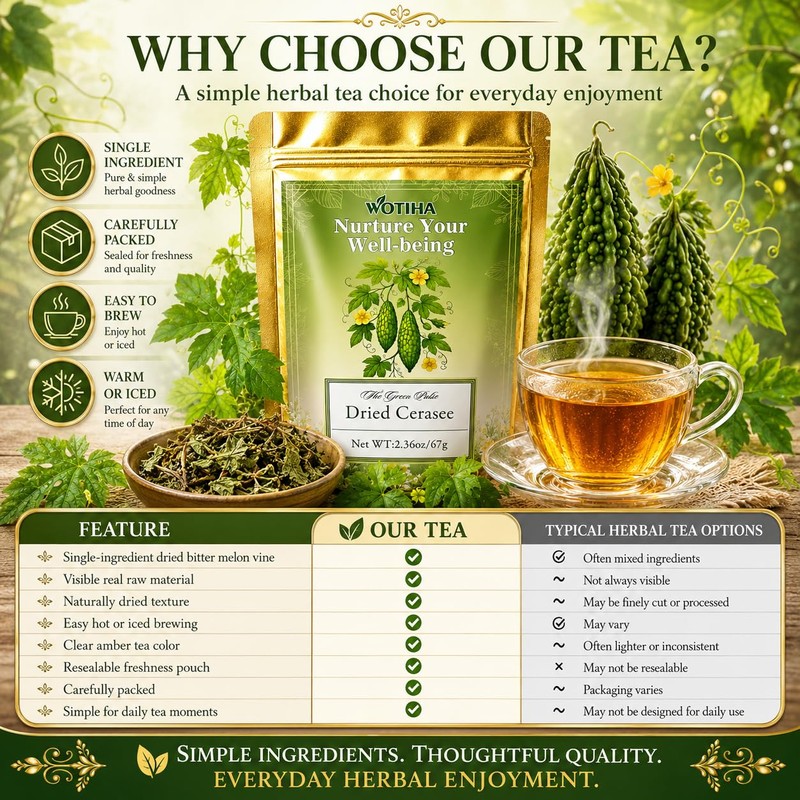 WOTIHA Cerasee Tea 67g/2.36oz - Natural Dried Bitter Melon Leaves,