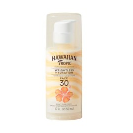 Loción protector solar Hawaiian Tropic Weightless Hydration SPF 30 para rostro, 1.7 oz | Loción protector solar de tamaño para viajar, elementos esenc