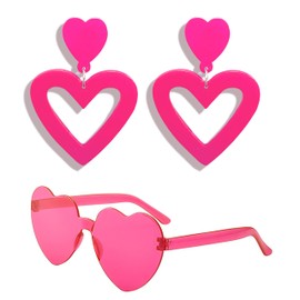 Pink Heart Earrings Valentine Earrings for Women Valentines Day Gifts for Her Valentines Dress Shirts Outfits Accessories Pink Stuff Jewelry Gifts