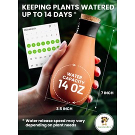 4 Pcs Ollas Terracotta Watering Pots Large - 14 Oz Self Watering Planter Insert Olla Watering System for 1-Week Easy to Refill - Clay Plant Watering Globes for Outdoor & Indoor Plants [4, Black]