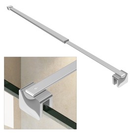 Shower Door Glass Support Bar, 26.96" to 48.54" Adjustable Stainless Steel Wall-to-Glass Shower Stabilizer Rod for 1/4", 5/16", 3/8", Chrome