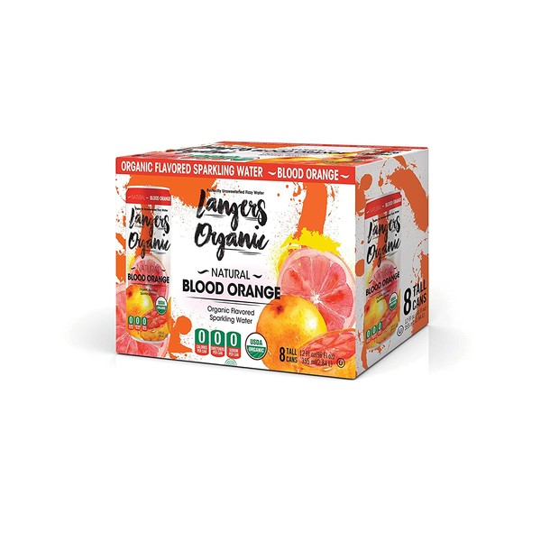Langers Organic Flavored Sparkling Water, Blood Orange, 12 Ounce (Pack of 8)