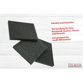 RIKAMA® 3 Sanding Sponges, 125 x 100 x 12 mm, Mix with Grain 60 / Grain 80 / Grain 180, Wet and Dry, Hand Sander, Sanding Block, Sanding Block, Washable and Reusable