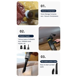 TOPINCN 12000Pa Portable Car Vacuum Cleaner with Multi nozzles and Air Blower, 2 in 1 Wet and Dry Dual Use Cordless Handheld USB Rechargeable (Black)