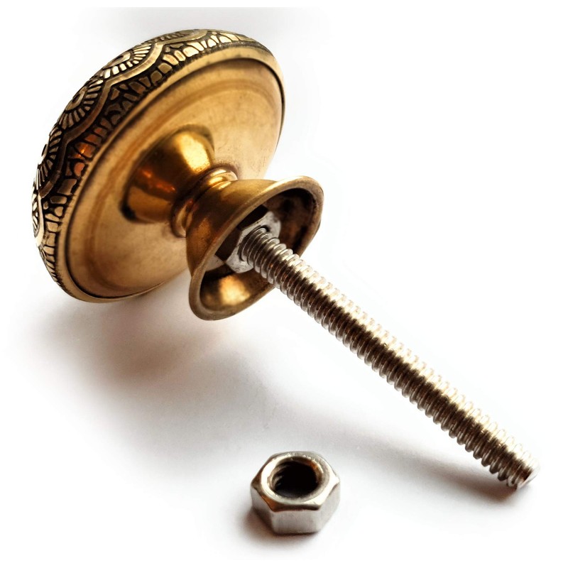 French Furniture Fittings Set of 6 Brass Knobs (FFF) Kitchen