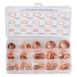 Pack of 150 Washers, Copper Flat Sealing Rings Set, Copper Sealing Rings Assortment for Screws (M5 M6 M8 M10 M12 M14 M16 M18 M20 M22