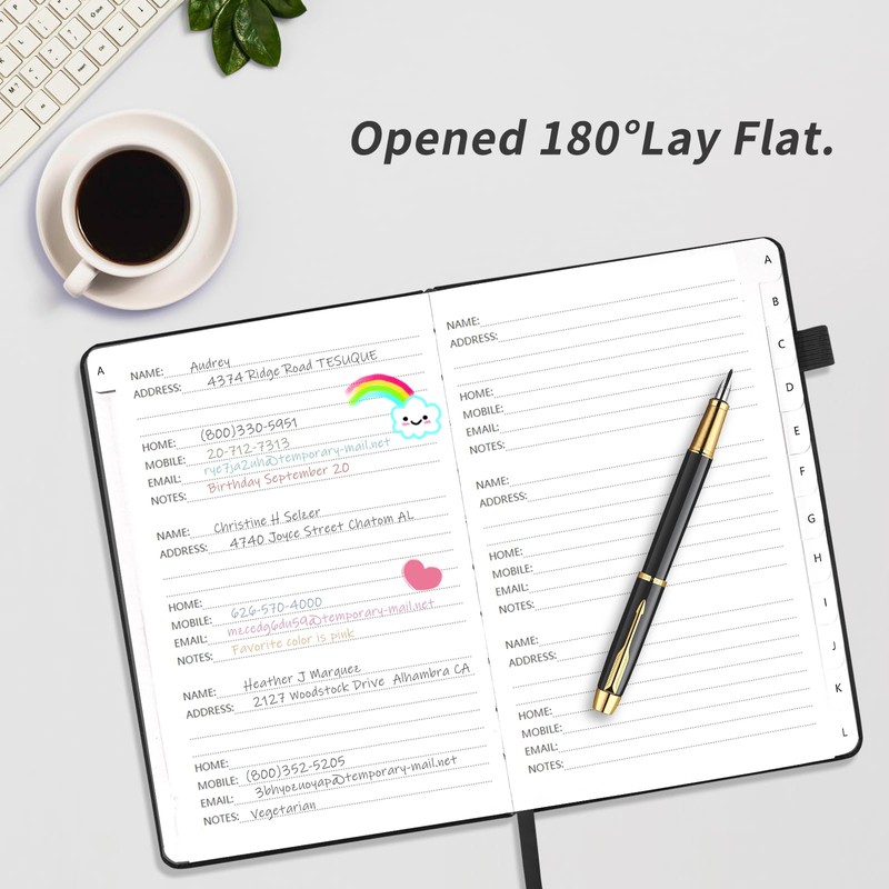 Address Book with Alphabetical Tabs, Hardcover Password Book, Address Organizer