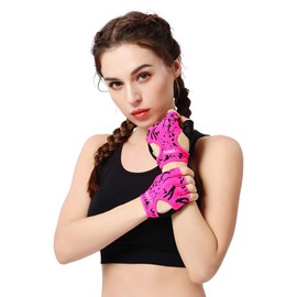 Anser 7150694 Woman Lycra Half Finger Girl Short Fingerless Gloves for Indoor Yoga Gym Fitness Body Building Training Outdoor Cycling Motorcycle Skate Skateboard Roller Skating Running Exercise