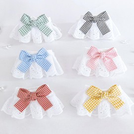 6PCS Pet Lace Bib, Sweet Cat Bandana with Bow, Cotton Dog Saliva Towel, Cute Round Neck Scarf for Kitty Puppy Extra Small Dog (Small)