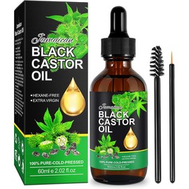 LFuTPm Black Castor Oil, 100% Pure Cold Pressed, Hair growth, Full Eyelashes & Eyebrows, Moisturize skin, Rich in Vitamins and Fatty Acids Oil, 2Fl Oz, 60ml