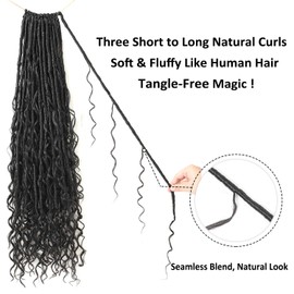 9 packs Boho Faux Locs Crochet Hair, 24 Inch, Dark Brown Pre Looped Goddess Soft Locs Crochet Hair with Curly Ends, Bohemian River Locs for Black Women(2#, 24 Inch)