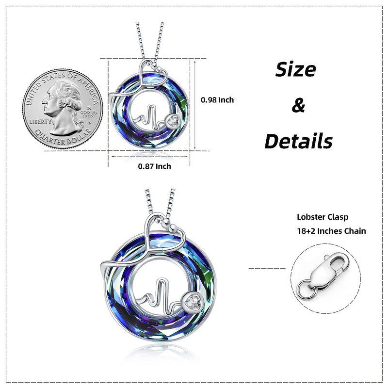 Fryneauy Cross Stethoscope Necklace S925 Jewelry Cross Christianity Sterling Silver