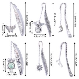 SICANAUO 6Pcs Vintage Feather Metal Bookmark, Glow in The Dark 3D Luminous Bookmarks, Unique Bookmarks Cool Bookmarks for Kids Students Birthday Gifts Women Men Book Lovers Teachers Reader