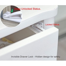 8 Pack Child Safety Locks, Baby Proofing Drawers Locks, Coolrunner Baby Safety Invisible Drawer Latches with Strong Adhesive for Baby Care - No Tools or Drilling Required
