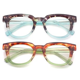 ESAVIA Trendy Premium Reading Glasses for Women Oprah Style Computer Readers Anti Blue Light with TR90 Unbreakable Frame (Blue Green, 1.0, diopters)