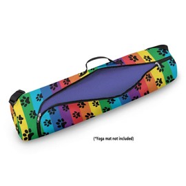 Pzuqiu Rainbow Dog Paw Yoga Mat Bags for Women & Men Yoga Carrier Bag Fits Thick Yoga Mat & Yoga Accessories Gym Bag with Adjustable Shoulder Strap for Class Beach Park Travel