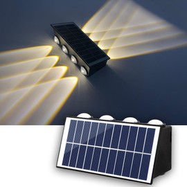 TechWizHub Solar Lights Fence with Warm Light, 2 Modes Up and Down Lighting Solar Outdoor Light Waterproof IP65, Solar Outdoor Lights for Patio/Fence/Deck/Garden/Garage/Stairs 1 PCS