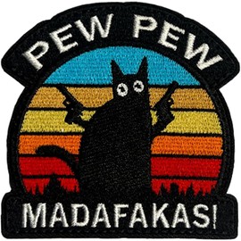 lrgnixs PEW PEW Velcro Patches,Funny Cat Embroidery Applique Patche with Hook and Loop,DIY Patches for Clothing Backpacks Military Uniform Tactical Bag Jacket Jeans Hat,Decal Accessories