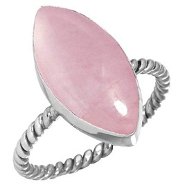 Jeweloporium 925 Sterling Silver Ring for Women Size V 1/2 Pink Rose Quartz Gemstone Costume Silver Ring New Year Gift Vintage Jewelry
