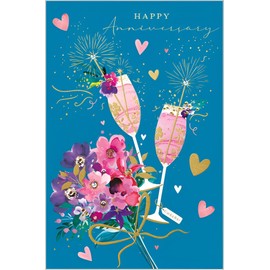 Anniversary Card - Contemporary Floral Design - Special Finishes and Embellishments - Made in the UK - Eco-Friendly